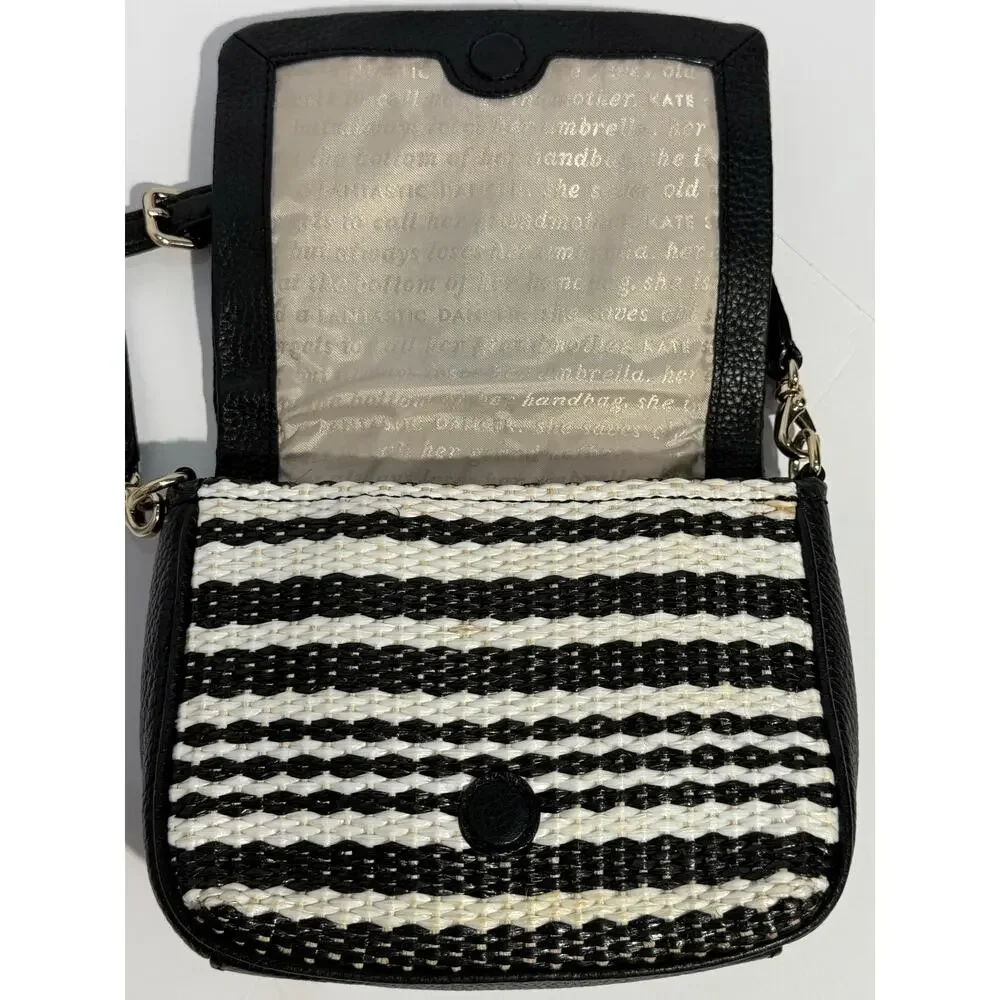 Kate Spade NY Cobble Hill Straw Abela Crossbody, Black Pebble Leather